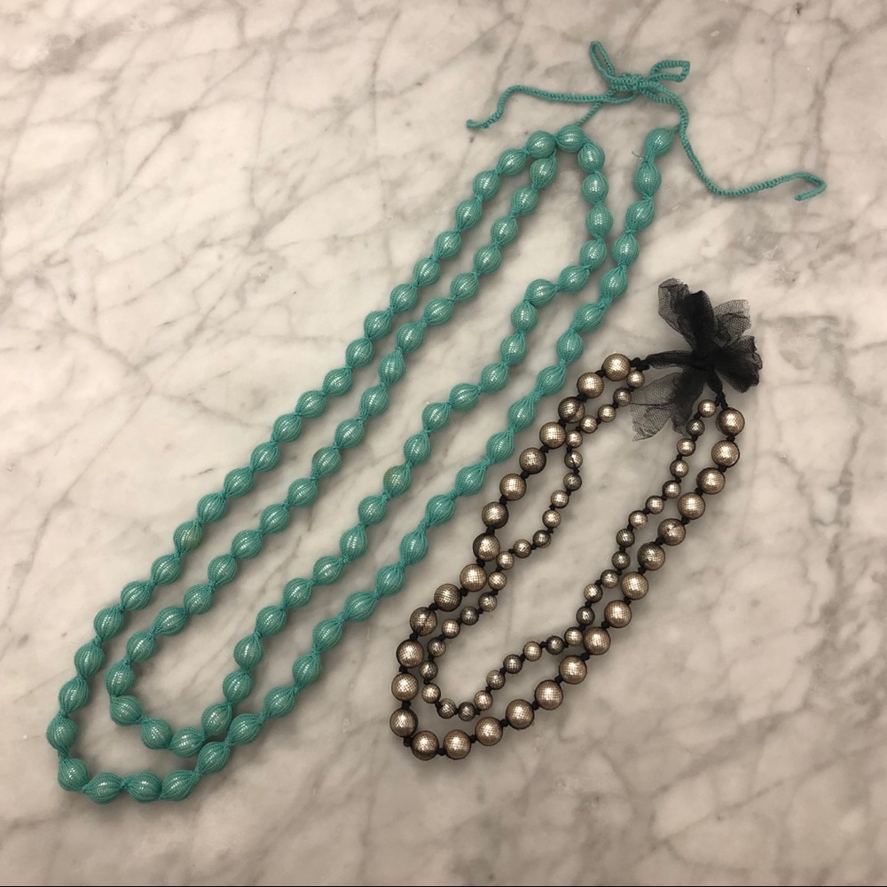 BCBG wrapped pearl layered necklaces